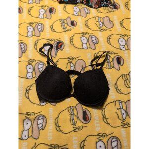 Victoria's Secret Black Very Sexy Floral Lace Push Up Underwire Bra Size 34C